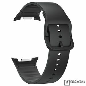 Samsung Galaxy Watch8 44mm, 40mm, Watch8 Classic, Okosóra szíj, Szilikon, Csat, 115+86mm hosszú, S méret, Fekete kép