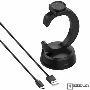 Amazfit Active 2 Square, Active 2, Bip 6, Okosóra asztali töltő állvány, Dokkoló, Type-C aljzat, USB-A / USB-C kábel, Hálózati töltő nem tartozék!, Fekete kép