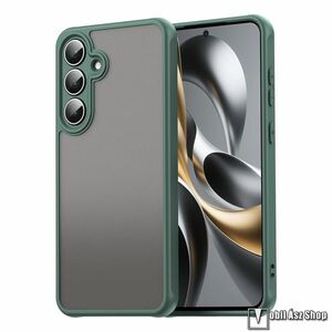 Samsung Galaxy S25 FE, Telefontok, Védőtok, Áttetsző műanyag hátlap, Kamerasziget védelem, TPU, Szilikon keret, Sötétzöld kép