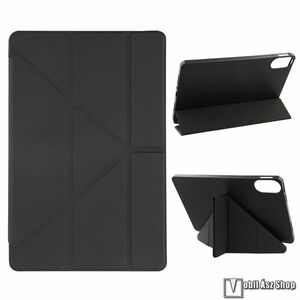Xiaomi Redmi Pad 2, Tablet tok, Mappa, Oldalra nyíló, Origami asztali tartó, Szilikon belső, PU bőr, Fekete kép