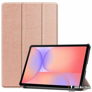 Samsung Galaxy Tab S10 Lite, Tablet tok, Mappa, Oldalra nyíló, Trifold asztali tartó, Műanyag belső, PU bőr, Rose Gold kép