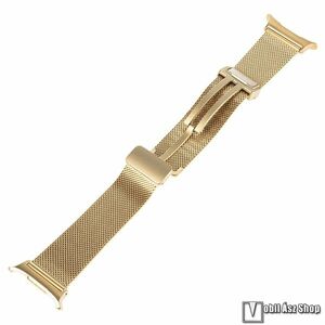 Samsung Galaxy Watch8 44mm, 40mm, Watch8 Classic, Okosóra milánói szíj, Fém ötvözet, Légáteresztő, Csat, 150mm hosszú, Arany kép