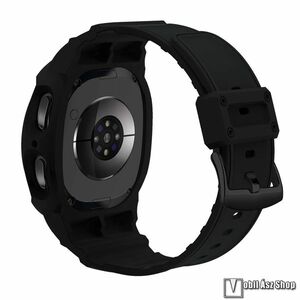 Samsung Galaxy Watch8 44mm, Okosóra szíj, Védőtok, Bumper 2 az 1-ben, Szilikon, Állítható méret, 235mm hosszú, Fekete kép