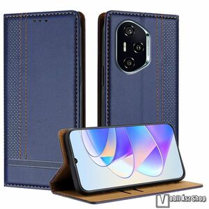 Honor 400, Telefontok, Notesz, Asztali tartó, Oldalra nyíló, Rejtett mágneses záródás, Bankkártyatartó, PU bőr, Szilikon belső, Varrás minta, Kék kép