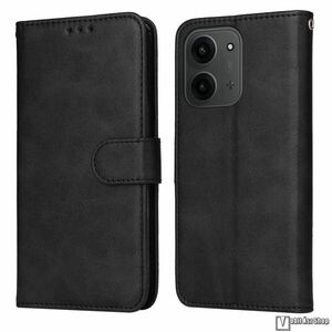 Xiaomi Redmi 15C 5G, 4G, Telefontok, Oldalra nyíló, Notesz, Flip, Asztali tartó, Kártyatartó, Mágneses zárófül, Csuklópánt, PU bőr, Szilikon belső, Fekete kép