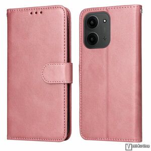 Xiaomi Redmi 15C 5G, 4G, Telefontok, Oldalra nyíló, Notesz, Flip, Asztali tartó, Kártyatartó, Mágneses zárófül, Csuklópánt, PU bőr, Szilikon belső, Rózsaszín kép