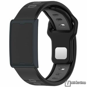Xiaomi Watch S4, S1 Pro, Amazfit Bip 6, Zepp Z, GTR 4 46mm, Helio Strap, Garmin Venu 3 45mm, Huawei Watch Ultimate, Okosóra szíj, Szilikon, Gyorscsat, 22mm széles, 120+96mm hosszú, Fekete, Szürke kép