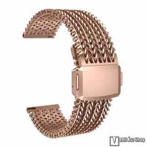 Okosóra szíj, rozsdamentes acél, Mágnescsat, V design, Rose Gold, 22mm széles, 108+177mm hosszú, Garmin vívoactive 4, Huawei Watch Ultimate, Watch 5 46mm, Xiaomi Watch S1 Pro, Amazfit GTR 4 46mm, Amazfit Zepp Z kép