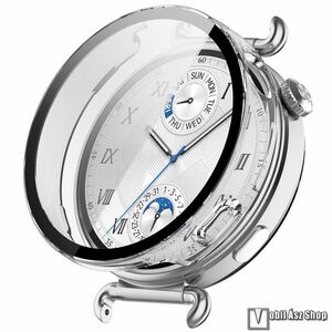 Huawei Watch GT 6 41mm, Okosóra műanyag védőtok, Keret, 9H edzett üvegfólia, Átlátszó kép