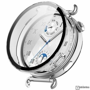 Huawei Watch GT 6 41mm, Okosóra műanyag védőtok, Keret, 9H edzett üvegfólia, Átlátszó kép