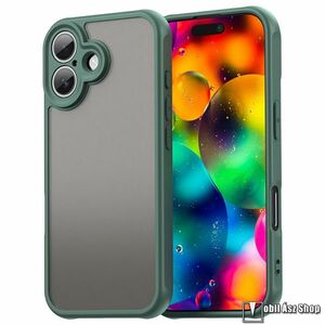 Apple iPhone 17, Telefontok, Védőtok, Áttetsző műanyag hátlap, Kamerasziget védelem, TPU, Szilikon keret, Zöld kép