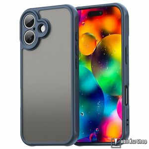 Apple iPhone 17, Telefontok, Védőtok, Áttetsző műanyag hátlap, Kamerasziget védelem, TPU, Szilikon keret, Sötétkék kép