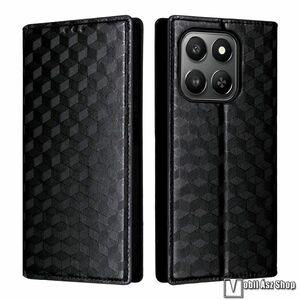 Honor 400 Smart, X7d 5G, Telefontok, Notesz, Asztali tartó, Oldalra nyíló, Bankkártyatartó, 3D rombusz minta, Szilikon belső, Fekete kép