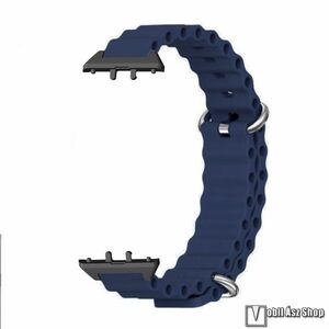 Samsung Galaxy Fit 3, Okosóra szíj, Szilikon, Csőszerkezetes struktúra, Csat, Állítható méret, Sötétkék kép