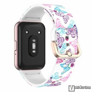 Okosóra szíj - PILLANGÓ MINTÁS - szilikon, 120mm + 90mm hosszú - SAMSUNG Galaxy Fit 3 (SM-R390) kép