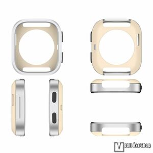 Xiaomi Amazfit Bip 6, Okosóra szilikon védőtok, Külső fémkeret, Bumper, Ütésálló, Ezüst kép