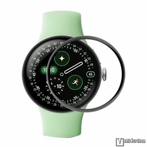 Google Pixel Watch 4 45mm, Enkay Hat Prince Okosóra Flexible Nano Glass rugalmas edzett üveg, 1db, 9H, 3D, A teljes előlapot védi, Fekete kép