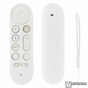 Google TV Streamer távirányitóhoz szilikon védőtok, Csúszásgátló, Csuklópánt, Fehér kép