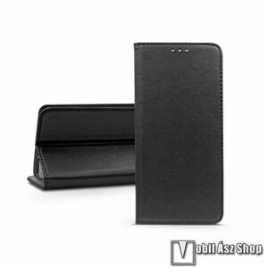 Samsung Galaxy A07 4G, Telefontok, Notesz, Oldalra nyíló, Asztali tartó, Rejtett mágneses záródás, Kártyazseb, PU bőr, Szilikon belső, Fekete kép