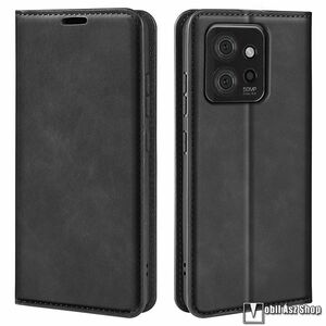 Motorola ThinkPhone, Slim telefontok, Notesz, Oldalra nyíló, Rejtett mágneses záródás, Bankkártyatartó, Asztali tartó, Fekete kép