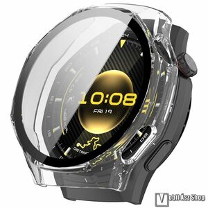 Huawei Watch GT 6 Pro, Okosóra műanyag védőtok, Keret, 9H edzett üvegfólia, Átlátszó kép