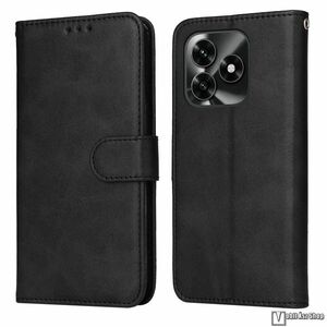 Honor X5c Plus, Telefontok, Notesz, Asztali tartó, Oldalra nyíló, Bankkártyatartó, Mágneses zárófül, Csuklópánt, PU bőr, Szilikon belső, Fekete kép