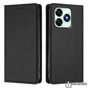 Honor X5c Plus, Telefontok, Notesz, Oldalra nyíló, Asztali tartó, Rejtett mágneses záródás, Kártyazseb, RFID védelem, PU bőr, Szilikon belső, Fekete kép