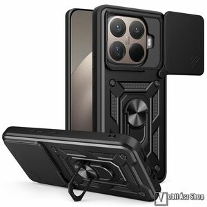 Xiaomi 15T Pro, Ott! Camshield Armor Pro telefontok, Műanyag, Szilikon betétes, Ütésálló, Beépített fémlap, Ujjgyűrű, Kameravédő, Fekete kép
