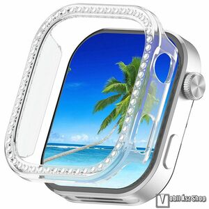 Xiaomi Redmi Watch 6, Okosóra műanyag védőtok, Keret, Bumper, Strasszkővel díszített, Átlátszó kép