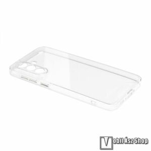 Samsung Galaxy A56 5G, Telefontok, Műanyag hátlap, Szilikon szegély, Kameravédelem, Ezüst gombvédő, Átlátszó kép