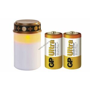 LED temetői mécses, 12, 5 cm, kültéri és beltéri, vintage, időzítős + 2db GP alkáli elem kép