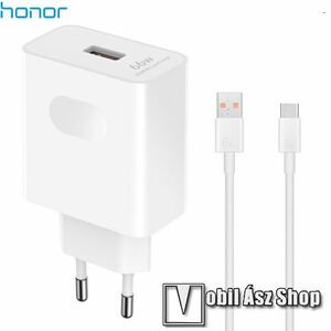 HONOR hálózati töltő - FEHÉR - 1 x USB aljzat, 66W, HUAWEI SuperCharge (SCP A, SCP B), QC gyorstöltés támogatás + 1m USB / Type-C kábel - HN-110600E00 - GYÁRI kép