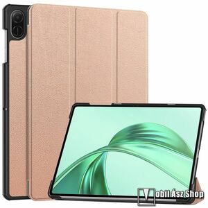 Honor Pad X8a, Tablet tok, Mappa, Oldalra nyíló, Trifold asztali tartó, Mágneses záródás, PU bőr, Műanyag, Rose Gold kép