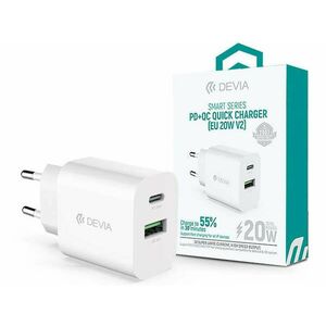 Devia ST385247 USB-A / USB-C Hálózati töltő - Fehér (20W) kép