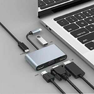 BlackBird 5in1 Dokkoló USB-C - USB, PD, HDMI, VGA, DP BH1357 kép