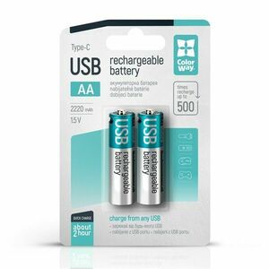 Colorway aa újratölhető elem, usb-c 2200 mah 1.5b (li-polymer) (2... kép