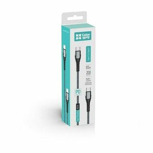 Colorway kábel, type-c - type-c (pd fast charging 65w) 3.0a 2m gr... kép