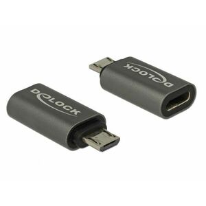 Delock 65927 USB 2.0 Micro-B apa - USB Type-C 2.0 anya antracit adapter kép