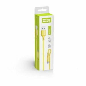 Colorway kábel, usb - microusb (soft silicone) 2.4a 1m sárga CW-C... kép