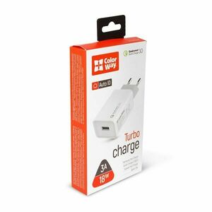 Colorway usb töltő adapter, 1usb quick charge 3.0 (18w) white (cw... kép