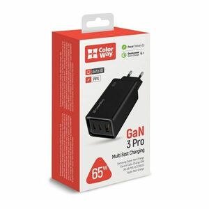 Colorway usb töltő adapter, gan3 pro power delivery (usb-a + 2 us... kép
