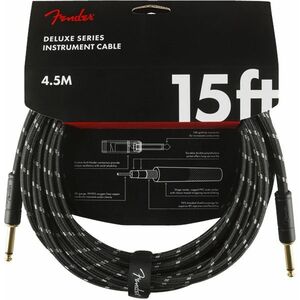 Fender Deluxe Series 15' Instrument Cable Black Tweed kép