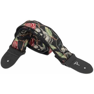 Perri's Leathers 7674 2” Wide Jacquard Negative Skull And Rose kép