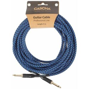 Cascha Professional Line Guitar Cable, Straight, Tweed Blue, 9 m kép
