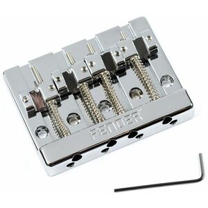 Fender HiMass 4-String Bass Bridge Assembly With Brass Saddles, Chrome kép
