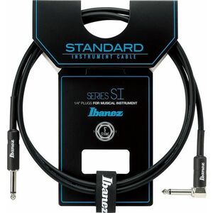Ibanez Instrument Cable 1, 52m Black Straight & Right Angled Plugs kép
