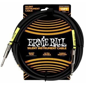 Ernie Ball Classic Silent Instrument Cable Straight/Straight 10ft Blac kép