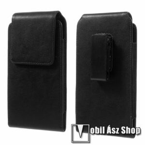 UNIVERZÁLIS álló bőrtok - elforgatható övcsipesz, rejtett mágneses záródás, 170 x 93 x 9mm - FEKETE kép