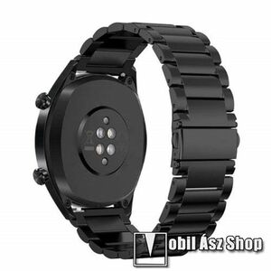 Fém okosóra szíj - FEKETE - rozsdamentes acél, csatos - 185mm hosszú, 22mm széles - HUAWEI Watch GT / HUAWEI Watch Magic / Watch GT 2 46mm kép