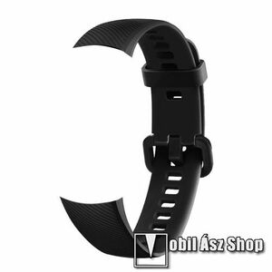 Okosóra szíj - szilikon - FEKETE - 115mm+107mm hosszú - Huawei Honor Band 5 kép